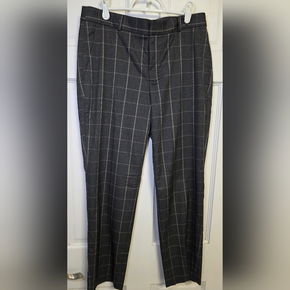 Banana Republic Mid-Rise Straight Ankle Length Gray Plaid Avery Pants- Size 6 - Picture 2 of 10